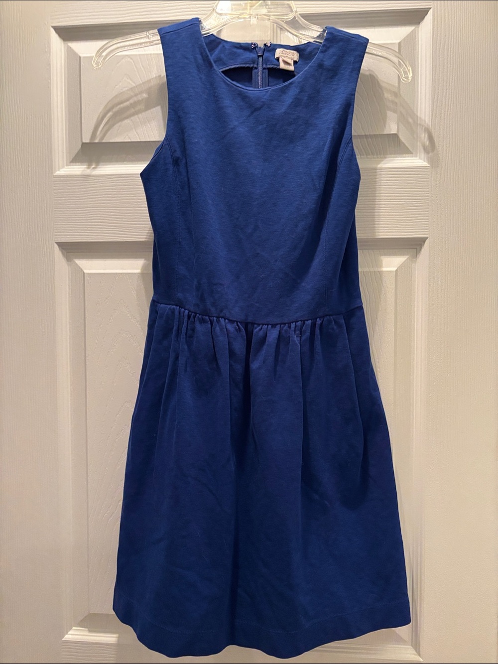 J. Crew Royal Blue Sleeveless Gathered Waist Dress